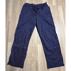 Derek Rose London Navy Blue Foulard Print 100% Cotton Pajama Pants L